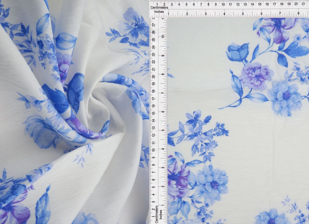 1 Yard Airflow Floral Print Fabric, Lightweight Viscose Nylon Woven, 57" Width